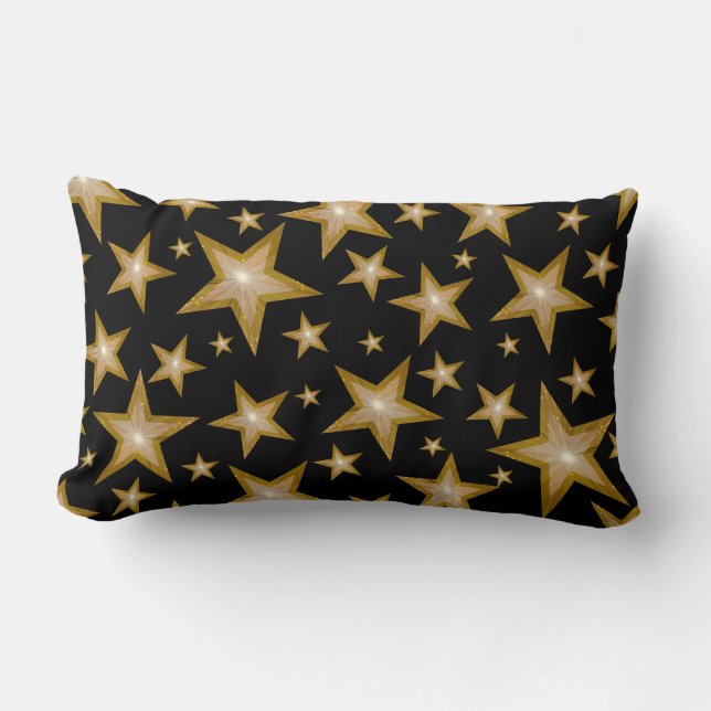 Almofada Lombar "Dourado" Estrelas impressas travesseiro decorativ (Frente)