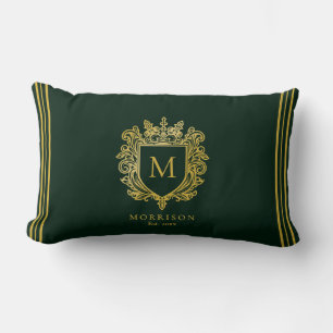Almofada Lombar Dourado Monograma Crest