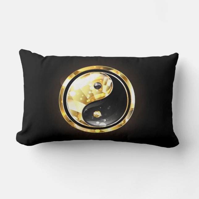 Almofada Lombar Dourado Yin Yang a preto (Frente)