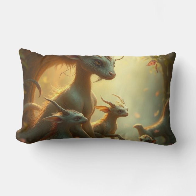 Almofada Lombar „Drachenmutter im goldenen Wald“ (Frente)