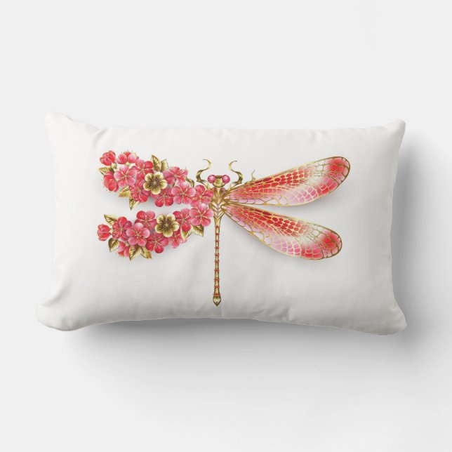 Almofada Lombar Dragonfly com joalheria sakura (Frente)