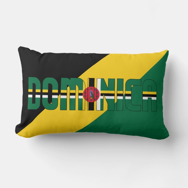 Almofada Lombar Dream em cor com a bandeira Patriótica Dominica (Frente)