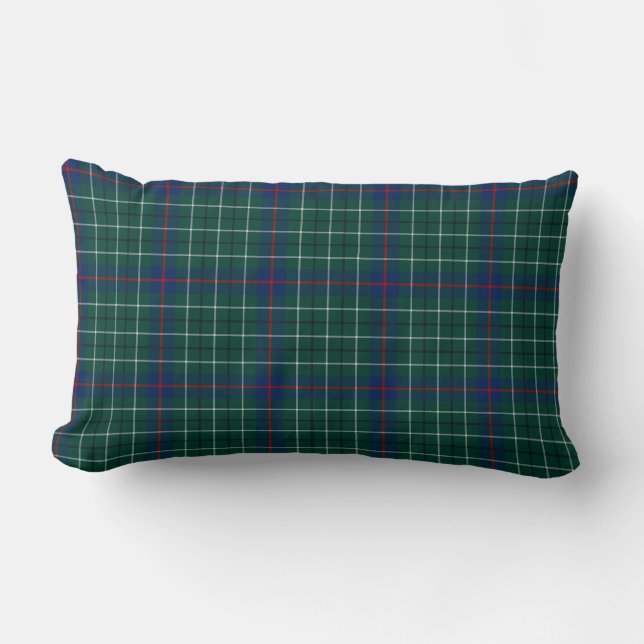 Almofada Lombar Duncan Clan Dark Green e Blue Tartan (Frente)