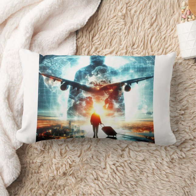 Almofada Lombar Dupla exposição de viajantes e aeroportos (Cobertor)