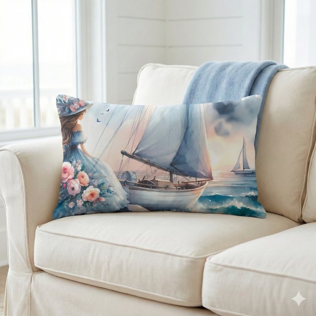 Almofada Lombar Ecos da Maré (Echoes of the Tide Lumbar Pillow Mockup A)