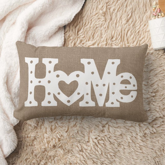 Almofada Lombar Efeito de Burlap "Home" do Chic Russo (Cobertor)