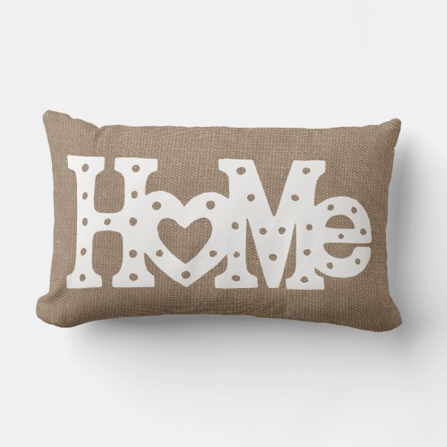 Almofada Lombar Efeito de Burlap "Home" do Chic Russo (Frente)