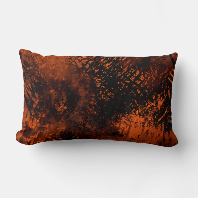 Almofada Lombar Efeito Splatter de Tinta Laranja e Preto (Frente)