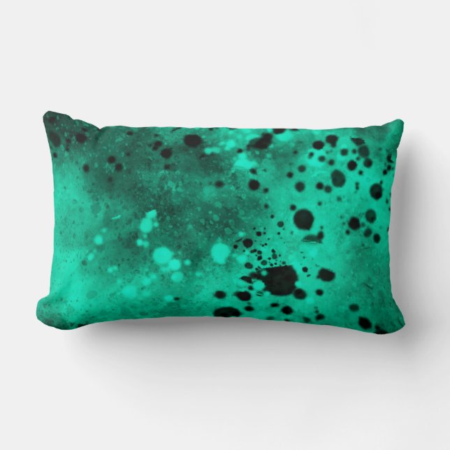 Almofada Lombar Efeito Splatter de Tinta Verde e Preto (Frente)