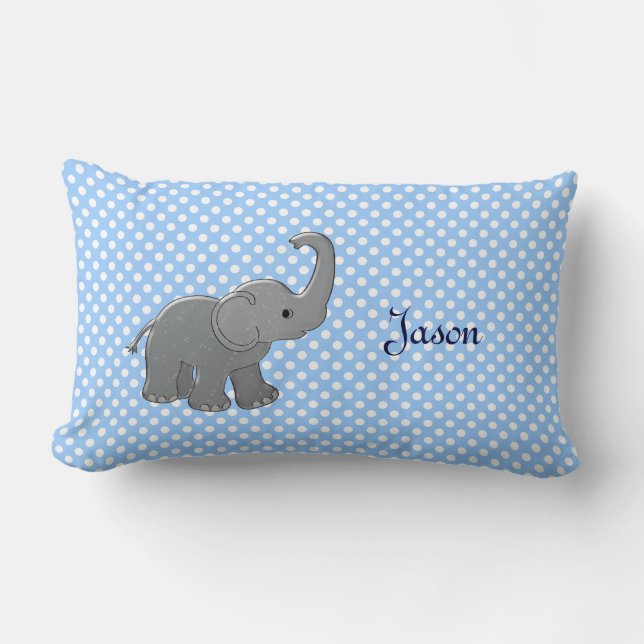 Almofada Lombar elefante azul do chá de fraldas (Frente)