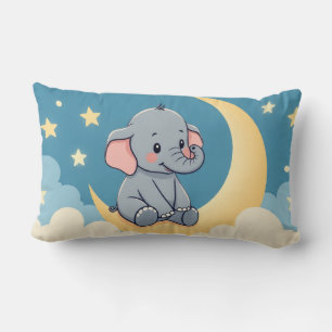 Almofada Lombar Elefante doce na lua - Travesseiro infantil