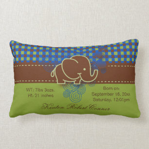 Almofada Lombar Elefante Xadrez Escuro Azul, Castanho e Verde