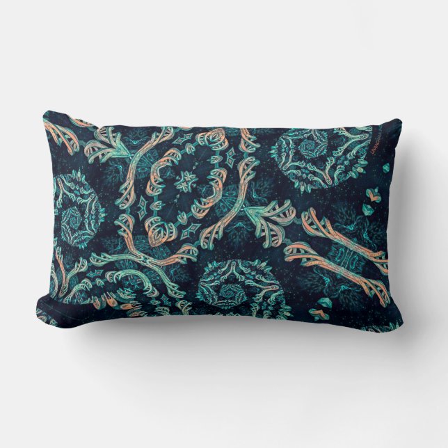 Almofada Lombar Elegancia fractal oscura (Frente)