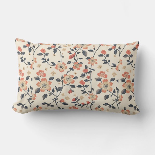 Almofada Lombar Elegância Romântica Floral (Frente)