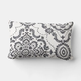 Almofada Lombar Elegant Charcoal Gray Damask Paisley Accent Pillow