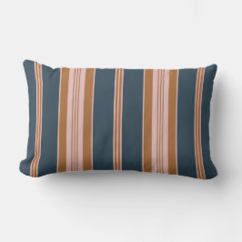 Almofada Lombar Elegant Navy Brown Pink Ticking Stripe