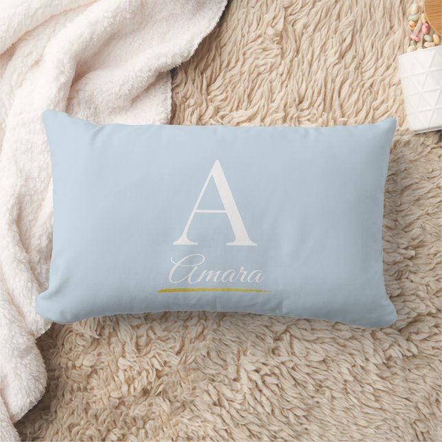 Almofada Lombar Elegant Sky Blue Monogram (Cobertor)