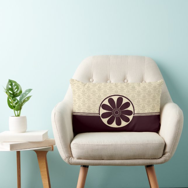 Almofada Lombar Elegante Burgundy Damask American MoJo Travesseiro (Cadeira)