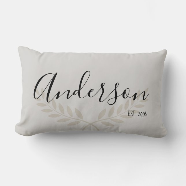 Almofada Lombar Elegante com Personalizar Nome da Família e teste. (Frente)