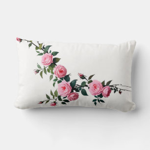 Almofada Lombar Elegante Design do Ramo Rosa Rosa Rosa