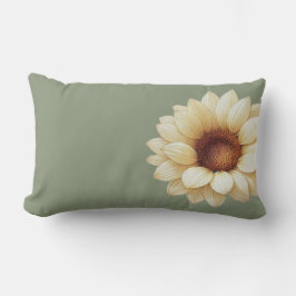 Almofada Lombar Elegante Girassol em Aquarela Verde Sálvia