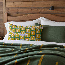 Almofada Lombar Elegante Reindeer Head Standard Ouro e Verde