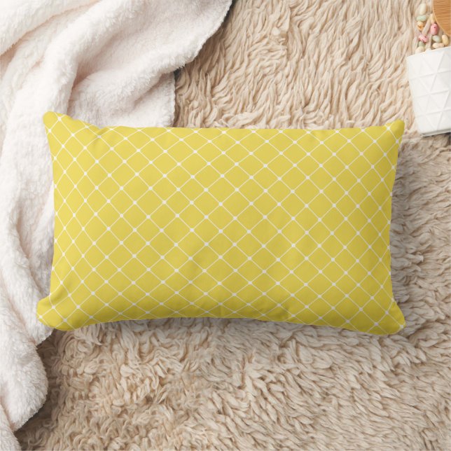 Almofada Lombar Elegante Trellis Pattern | Amarelo ensolarado (Cobertor)