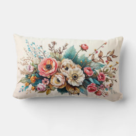 Almofada Lombar Elegante Vintage Floral Lumbar Travesseiro - Water
