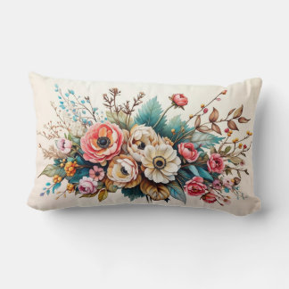 Almofada Lombar Elegante Vintage Floral Lumbar Travesseiro - Water