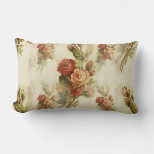 Almofada Lombar Elegante Vintage Victorian Rosa Floral Patterno