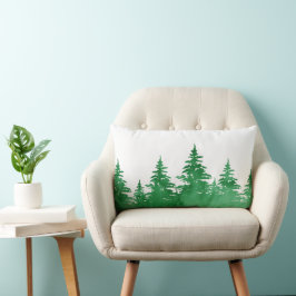 Almofada Lombar Emerald Watercolor Evergreen Trees