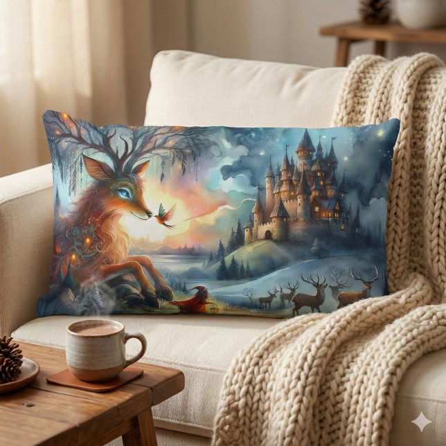 Almofada Lombar Enchanted Castle Winter Art (Enchanted Castle Winter Art Lumbar Pillow Mockup A)