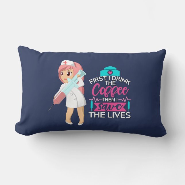 Almofada Lombar Enfermeira Engraçada Dizendo com Grande Agulha hip (Frente)