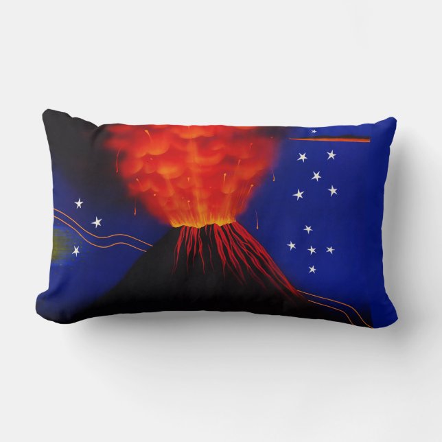 Almofada Lombar Entrando em erupção o vulcão e as estrelas (Frente)