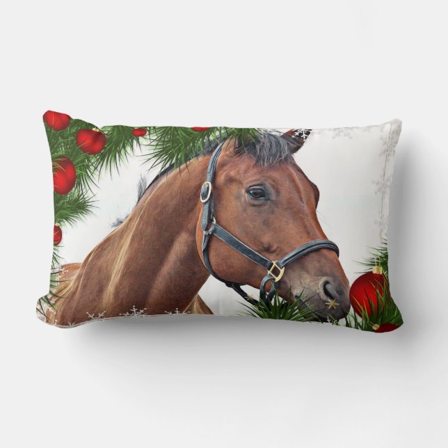 Almofada Lombar Equídeo Equestre Equestre do Pôneo Cute de Natal (Frente)