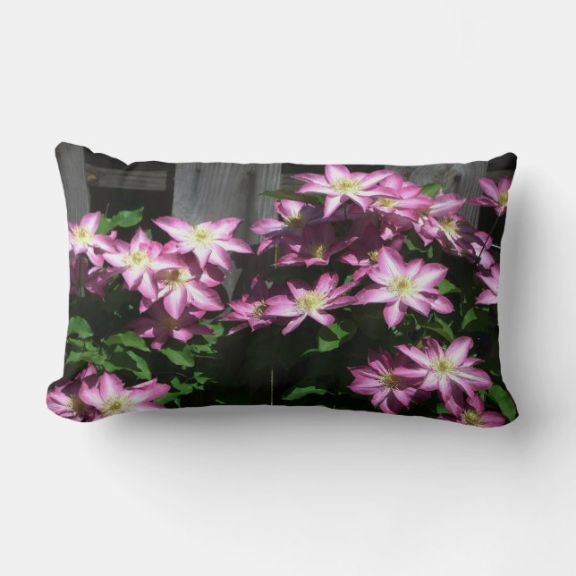 Almofada Lombar Escalando Flores De Mola Roxo Clematis (Frente)