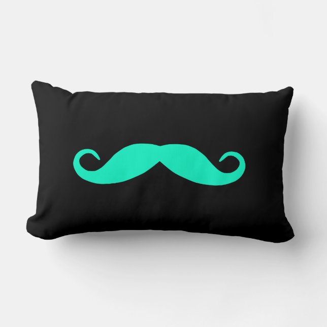 Almofada Lombar Escolha uma Bigode Colorido em Preto (Frente)