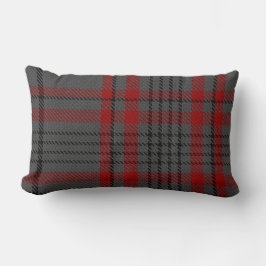 Almofada Lombar Escuro - xadrez de Tartan vermelha do preto