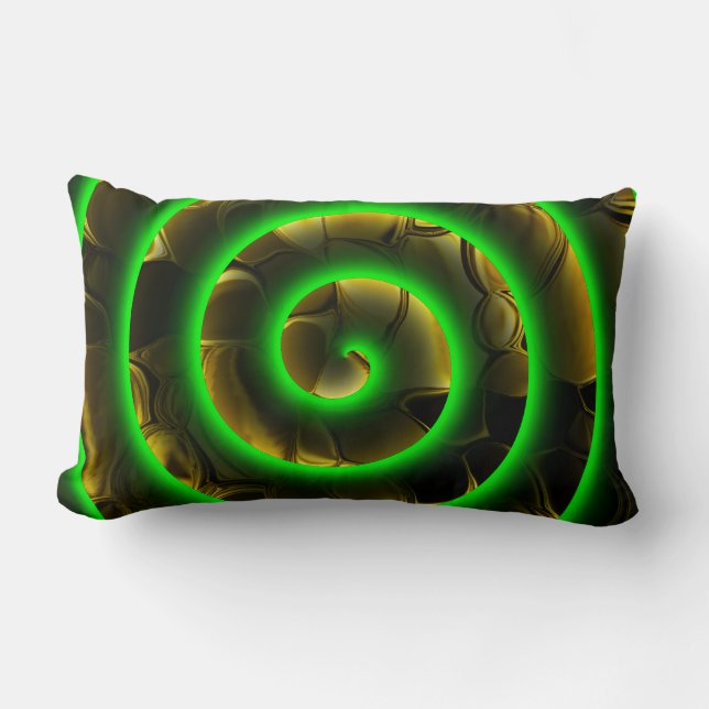 Almofada Lombar Espiral verde sobre imagem, ilusão de profundidade (Frente)