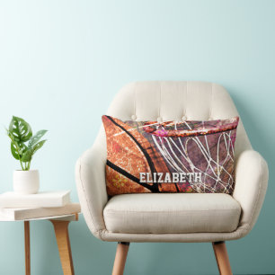 Almofada Lombar Esportes Girly Basquete e Hoop Pink Purple