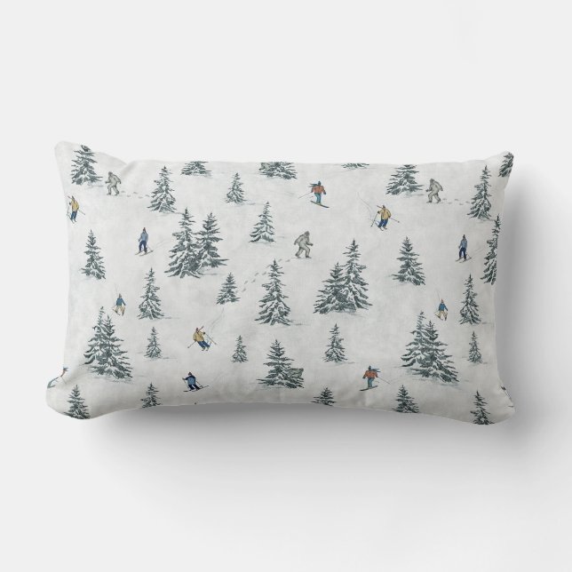 Almofada Lombar Esquiadores alpinos e Yetis oculto - Esqui Descida (Frente)