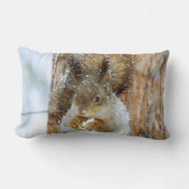 Almofada Lombar Esquilo bonito numa paisagem de inverno