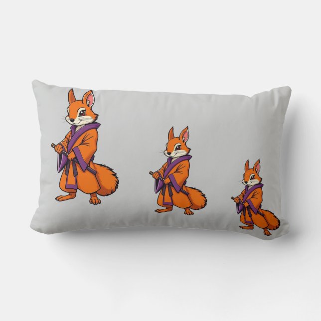 Almofada Lombar Esquilo Samurai Japonês Bonito (Verso)