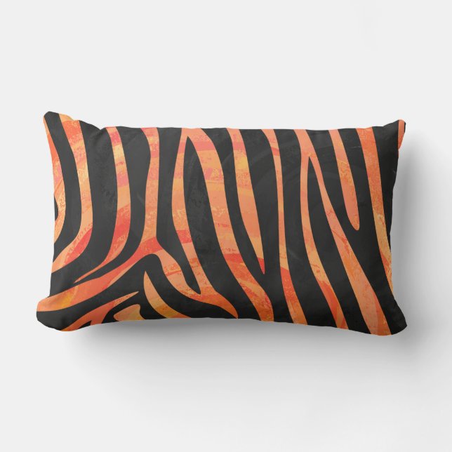 Almofada Lombar Estampa de Zebra Preta e Laranja (Frente)