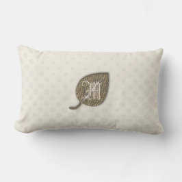 Almofada Lombar Estilo de Vintage Leaf Monogramas Beige