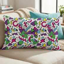 Estilo Memphis Verde Turquesa Roxo Retro dos Anos 
