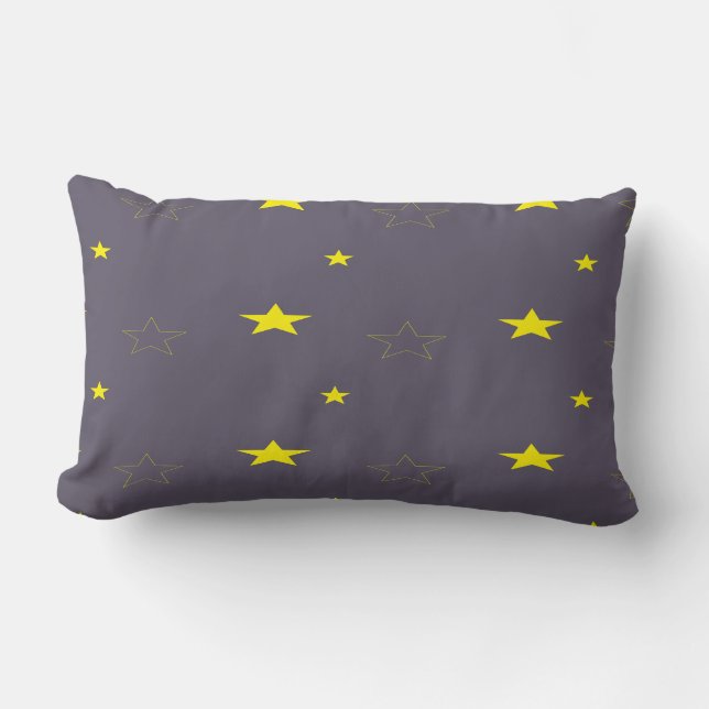 Almofada Lombar Estrelas sobre a cor do carvão (Frente)