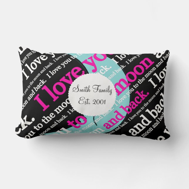 Almofada Lombar Eu te amo à lua e aos presentes traseiros (Frente)