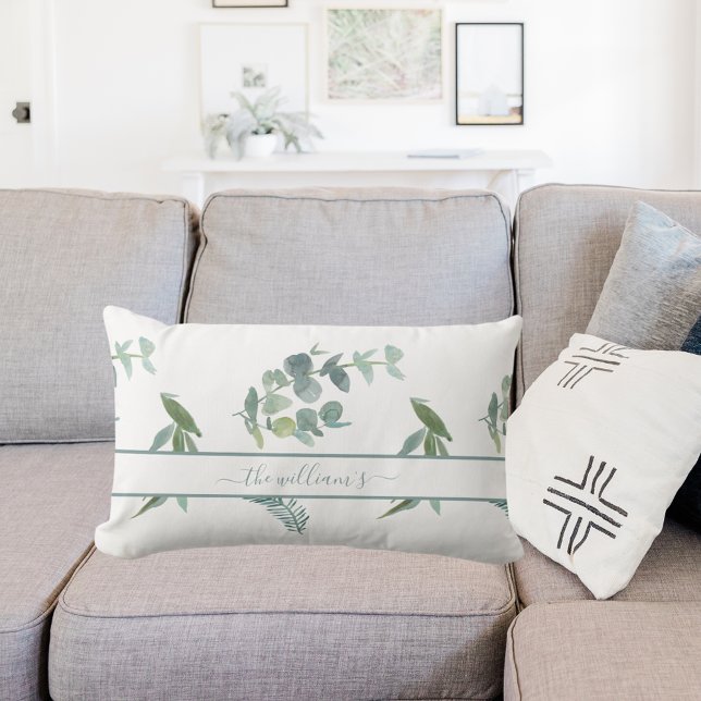 Almofada Lombar Eucalyptus — padrão de azeitona branco (Criador carregado)