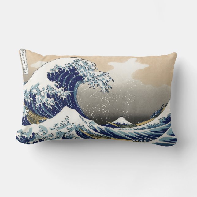 Almofada Lombar Excelente Wave Kanagawa - Pintura Japonesa (Frente)
